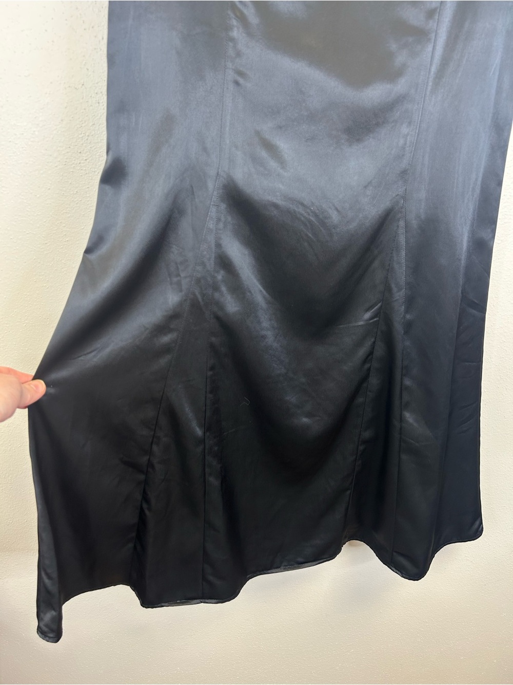 Goth Black Satin Maxi Skirt Elegant Size 2 Vampire Witchy Event Party Whimsigoth - Picture 5 of 12